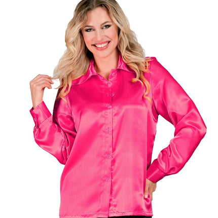 70's disco shirt satijn roze