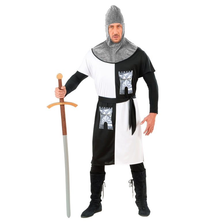 Middeleeuws ridder kostuum zwart wit