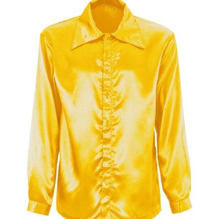 Heren jaren 70 disco blouse geel