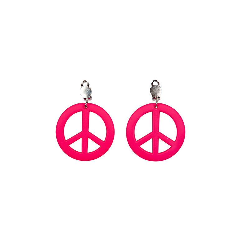 Hippie oorbellen peace Georgia roze