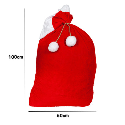 Kerstman zak fluweel 100x60cm
