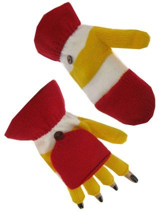 Vingerloze handschoenen rood/wit/geel