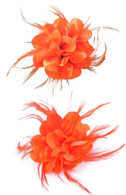 Haarclip oranje zijden bloem