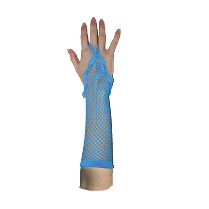 Blauwe vingerloze net handschoenen rond model