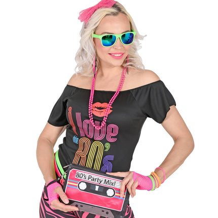 Disco verkleedset jaren 80 neon roze