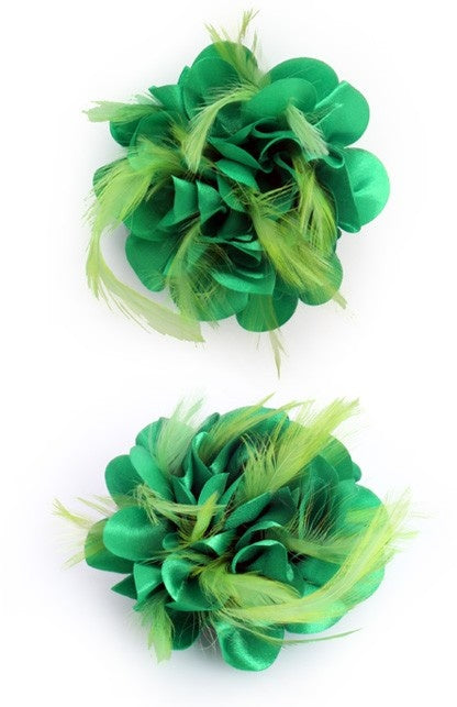 Haarclip met groene zijden bloem