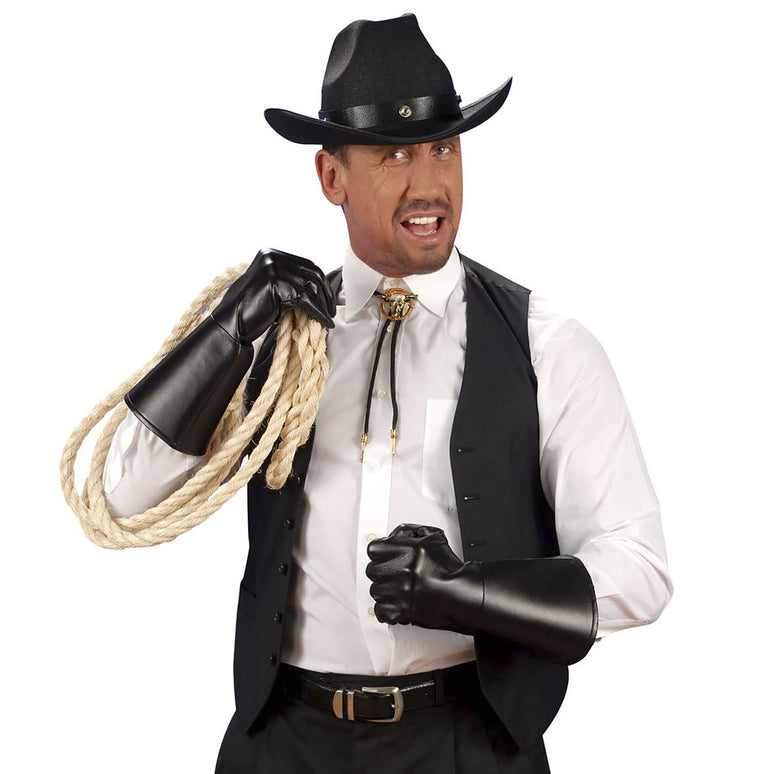 Cowboy handschoenen lederlook zwart