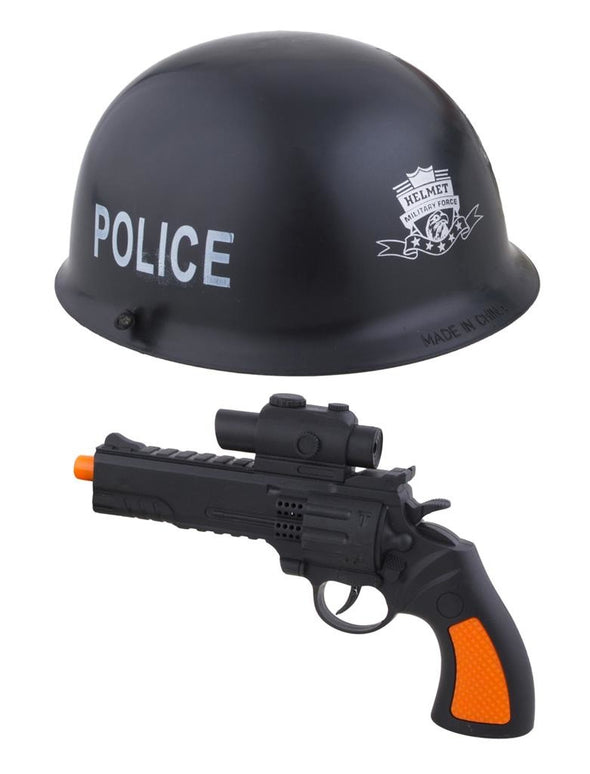 Politieset helm met pistool kind