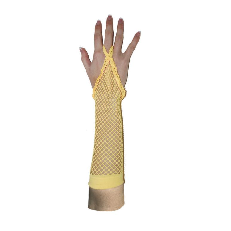 Gele vingerloze net handschoenen rond model