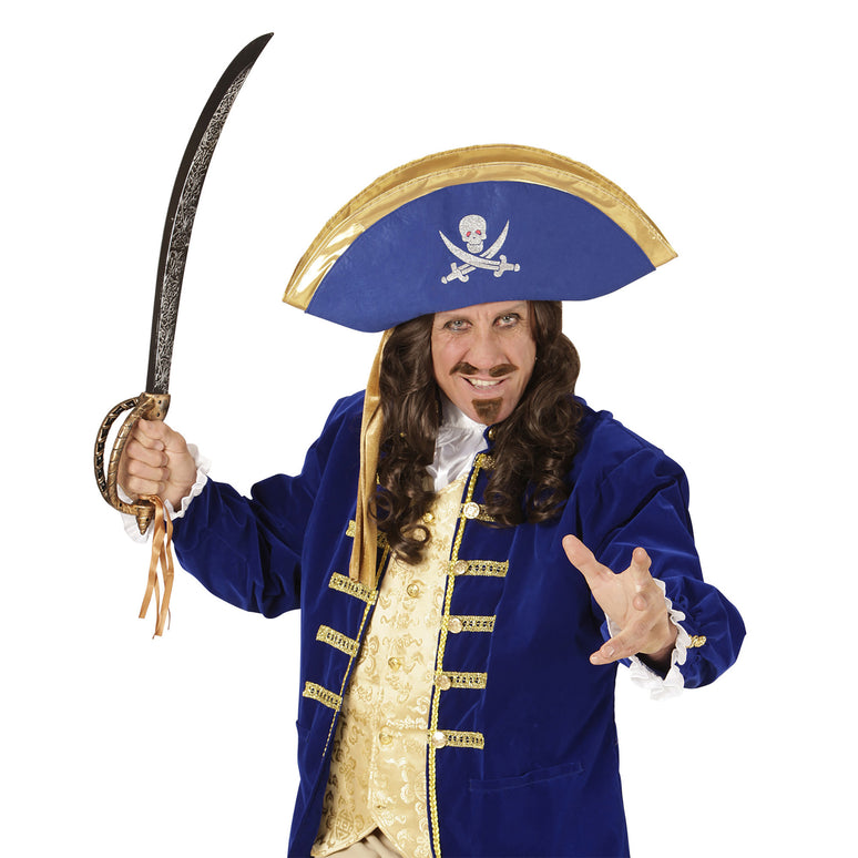 Blauwe piraten tricorn hoed