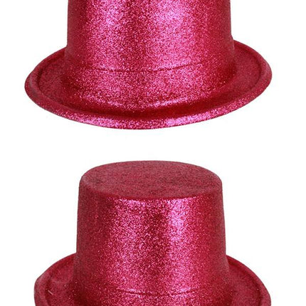 Roze hoge hoed glitter