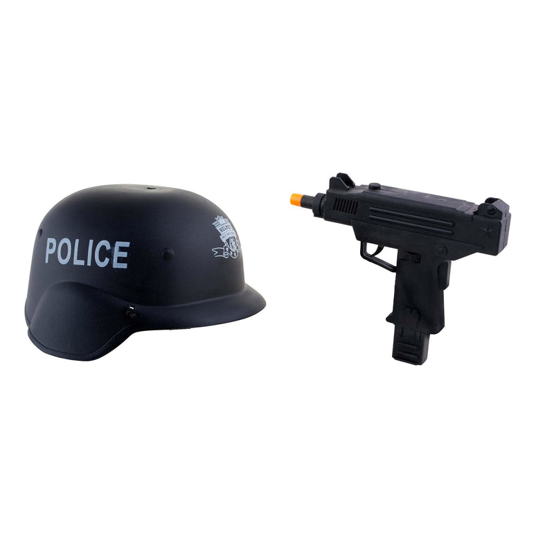 Politie helm met uzi kind