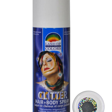 Zilveren haar en body spray met glitters