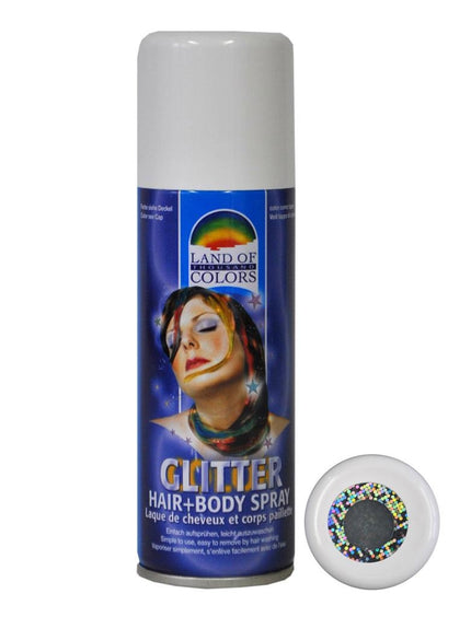 Zilveren haar en body spray met glitters