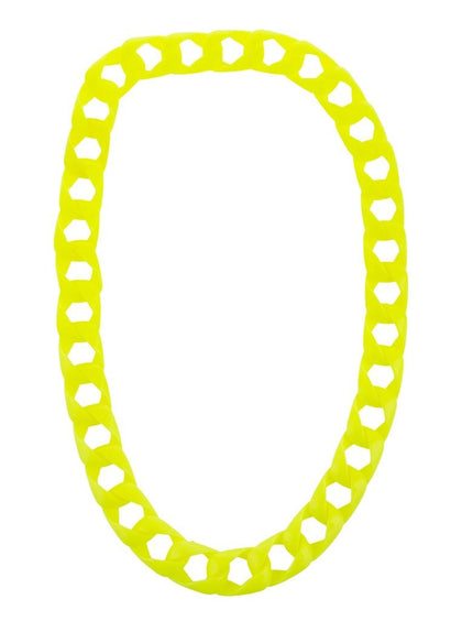 Halsketting met grote schakels fluor geel