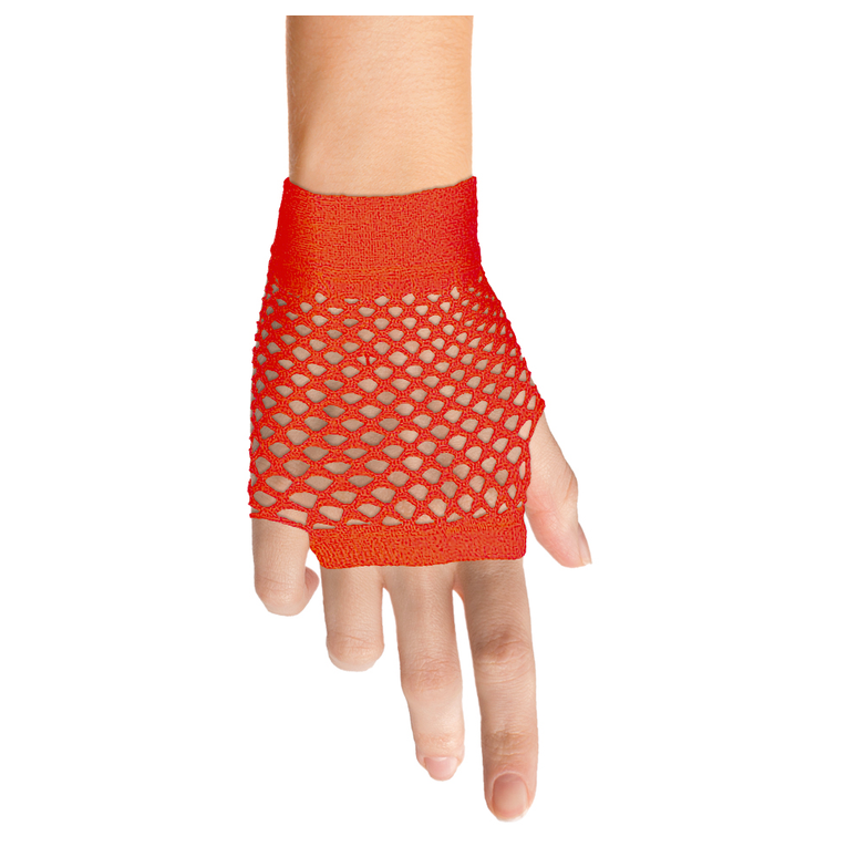 Rode visnet handschoenen kort model
