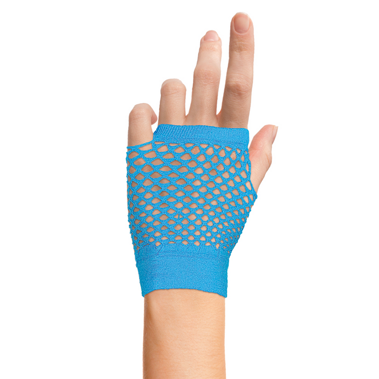 Turquoise visnet handschoenen kort model