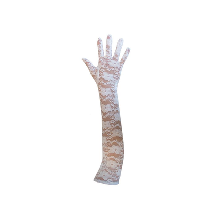 Witte kanten handschoenen  45cm