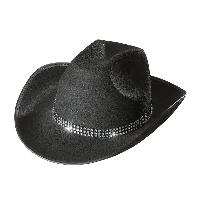 Cowboyhoed zwart met strass band