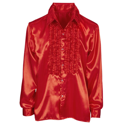 Ruche blouse satijn rood