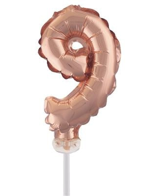 Folieballon 13 cm op stokje rose goud