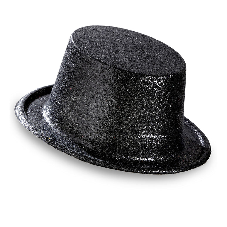 Glitter hoge hoed zwart