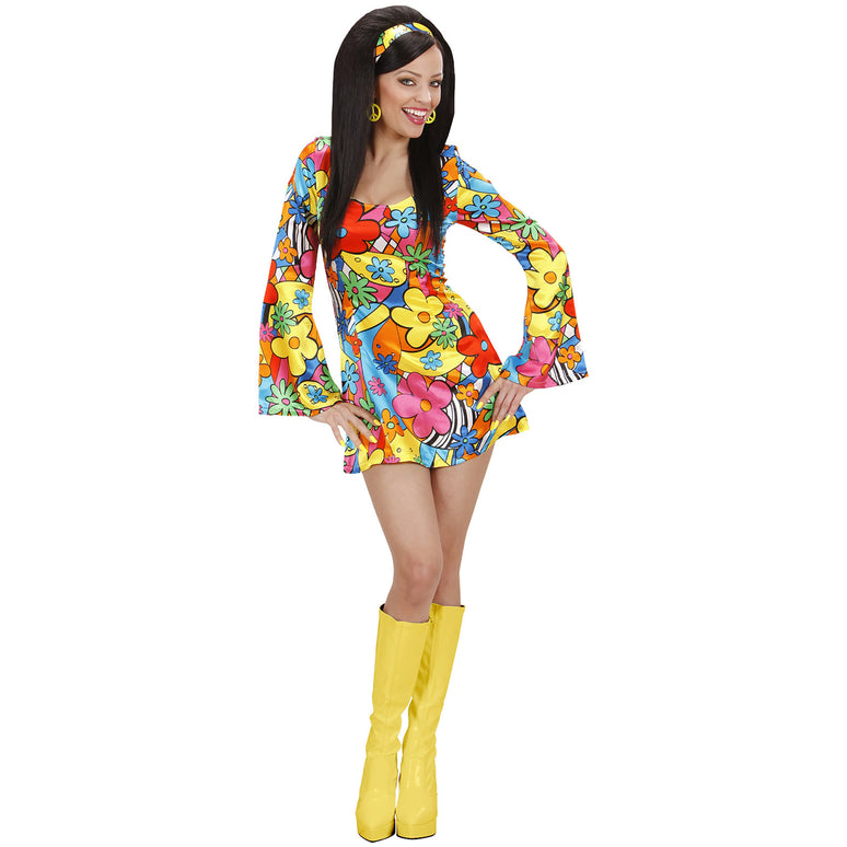 Hippie jurk bloemetjes dames