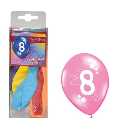 Cijfer 8 ballonnen in gemixte kleuren