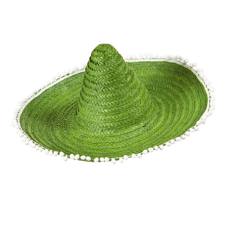 Mexicaanse sombrero groen met bolletjes