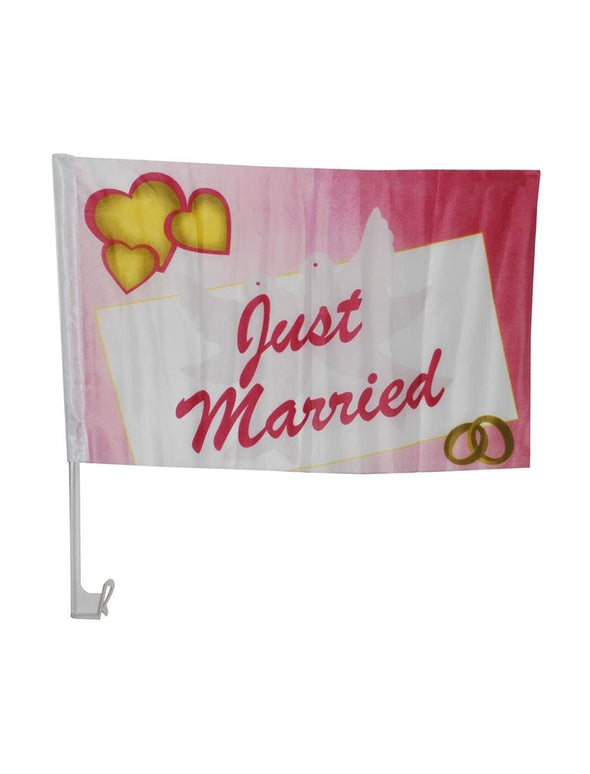 Auto vlag just married 30X45cm