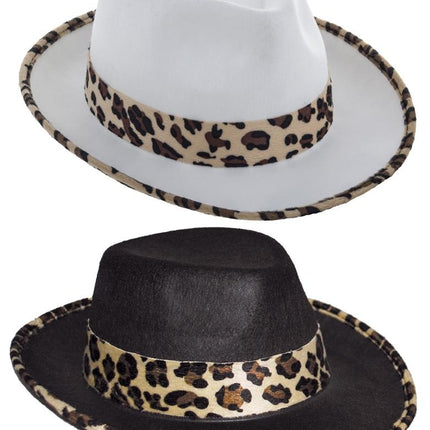 Zwarte hoed met luipaard print