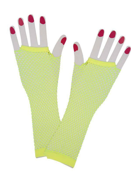 Vingerloze lange net-handschoenen neon geel