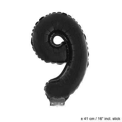 Folieballon 41 cm op stokje zwart