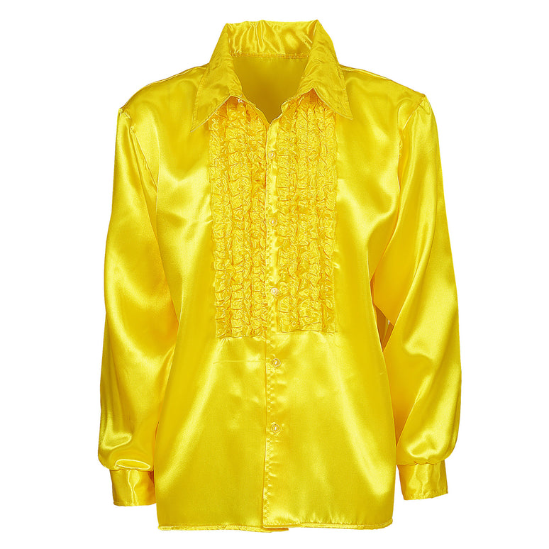 Ruche blouse satijn geel