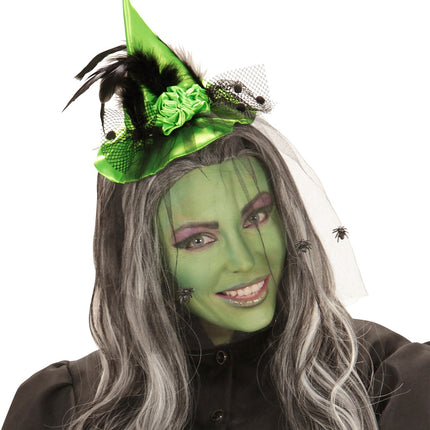 Heksenhoed op haarband groen