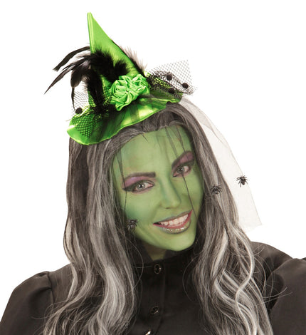 Heksenhoed op haarband groen