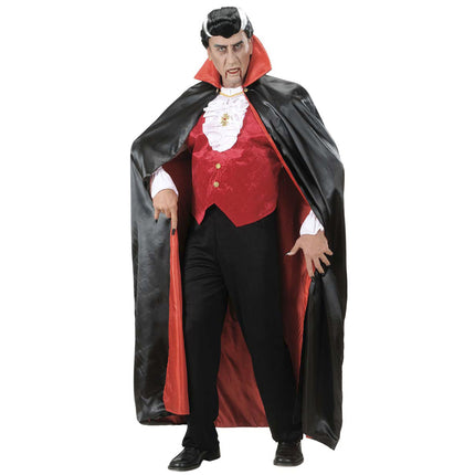 Dracula cape zwart met rode binnenzijde satijn