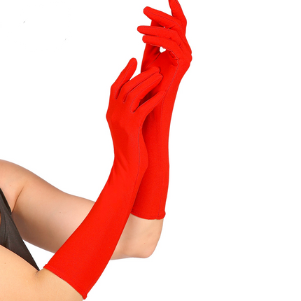 handschoenen lycra 37cm rood