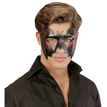 Zwart metallic vleermuis masker voor vampierpakken