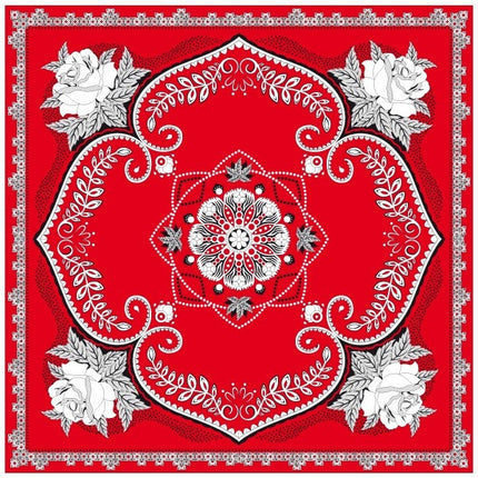 Rode zakdoek met bloemen motief 63X63cm