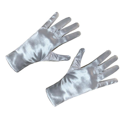 Witte satijnen handschoenen  25cm