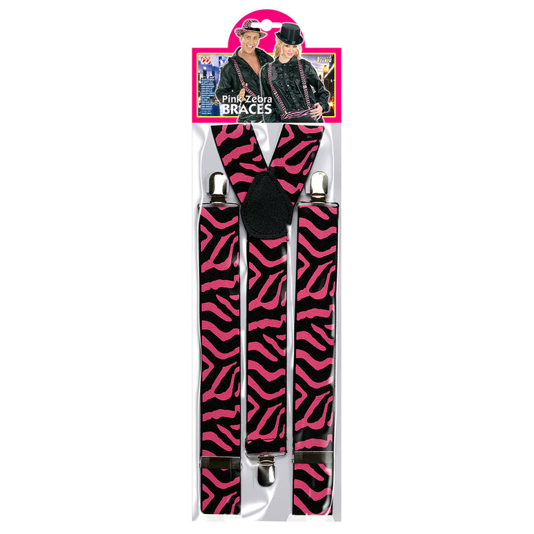 Zwart-roze bretel zebra motief