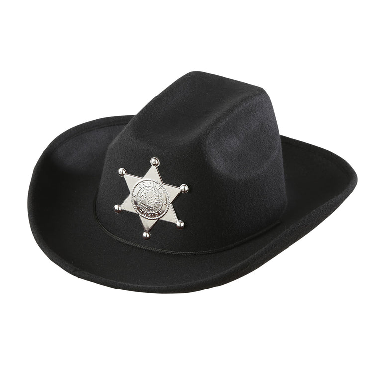cowboyhoed zwart met sheriff ster kind