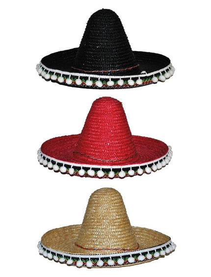 Mexicaanse sombrero 60cm volwassenen in drie kleuren