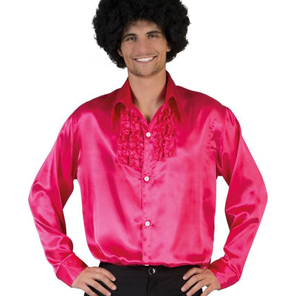 Roze disco heren blouse