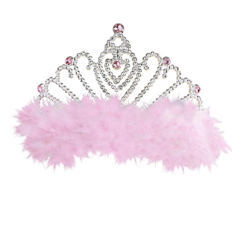 Roze prinsessenkroon met marabou