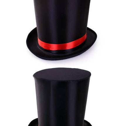 Ultra hoge hoed zwart met elastieke band