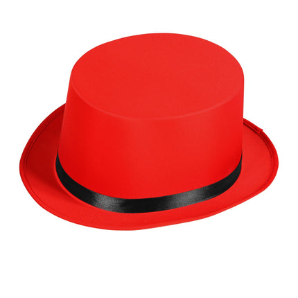 Rode hoge hoed met zwarte band