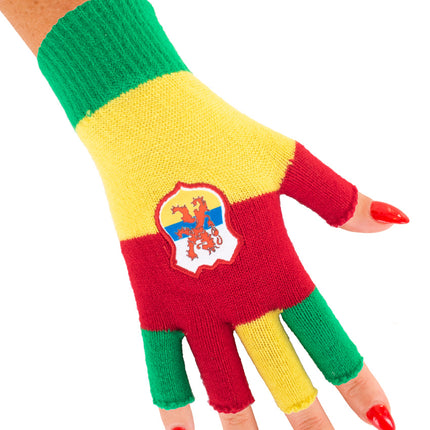 Vingerloze handschoenen rood geel groen wapen