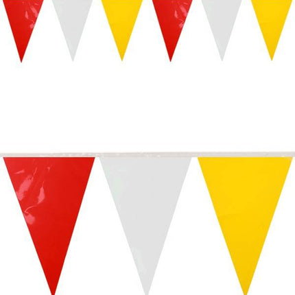 PVC vlaggenlijn rood/wit/geel 10 meter